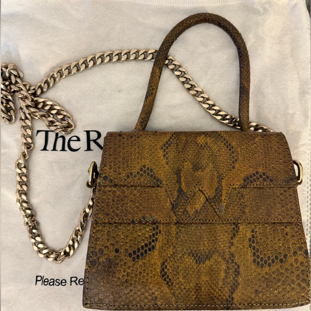 Snakeskin Texture Green Authentic Leather Top Handle Bag - optional crossbody
